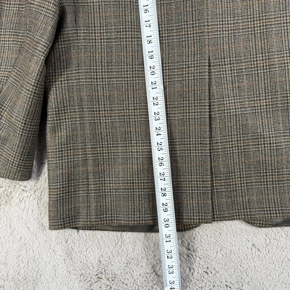 Botany 100 Lambswool Blazer Men 42 Short Brown Plaid TwoButton Sport Coat Jacket
